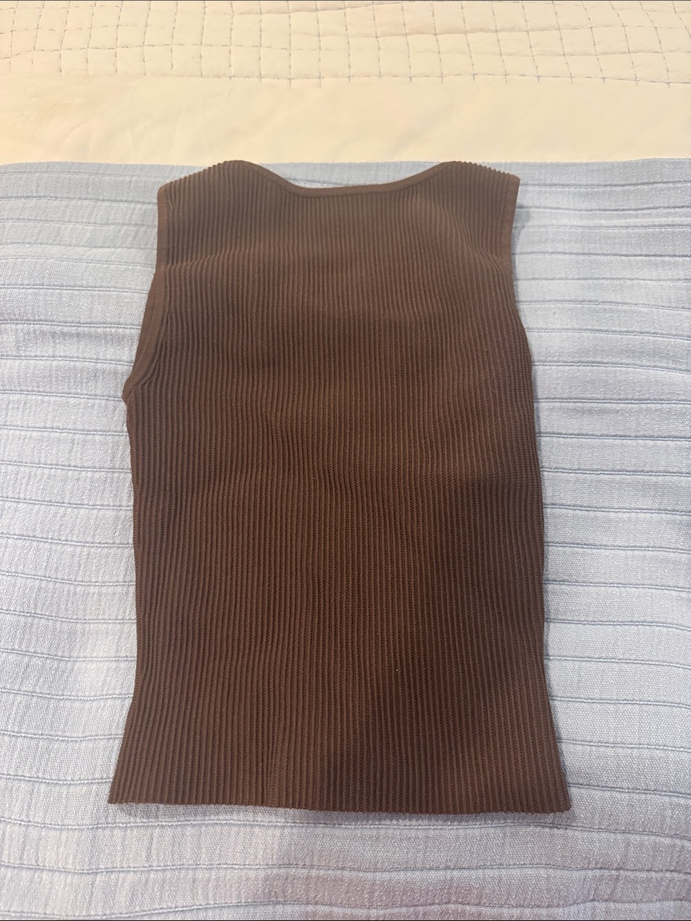 Babaton Brown Ribbed Backless Tank Top